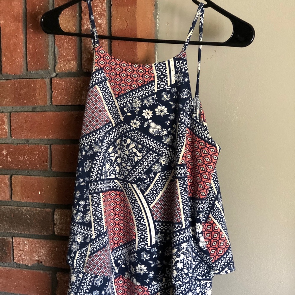 Emmelee by Francesca’s multi-patterned blouse